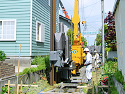 水路改修工事（北海道、ゼロ矢板600ピッチ）