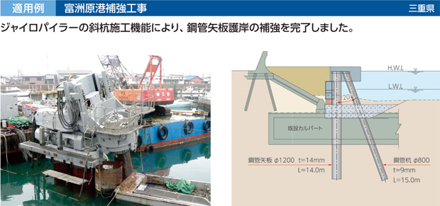 斜杭施工 適用例 富洲原港補強工事